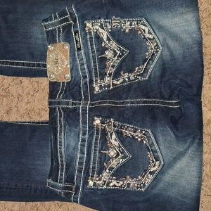 Women's Darkwash Miss Me Jeans Size 27 Mid-rise Curvy Bootcut